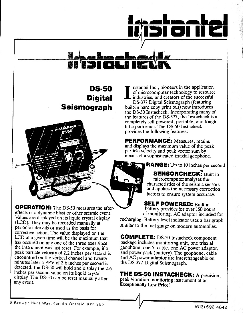 Instantel DS-50 Seismograph